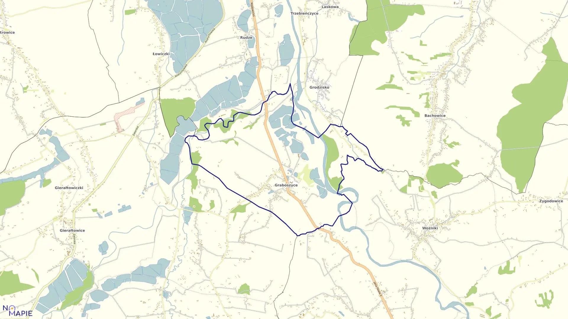 Mapa obrębu Graboszyce w gminie Zator