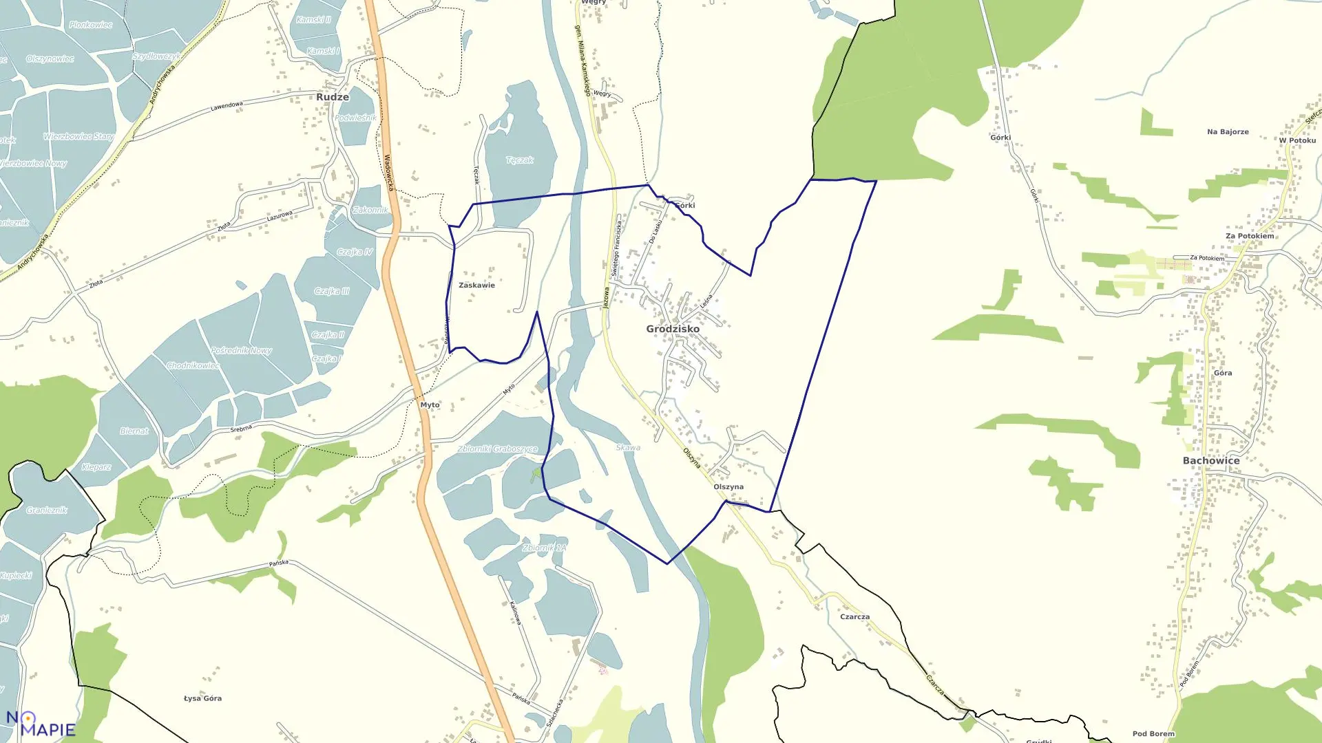 Mapa obrębu Grodzisko w gminie Zator