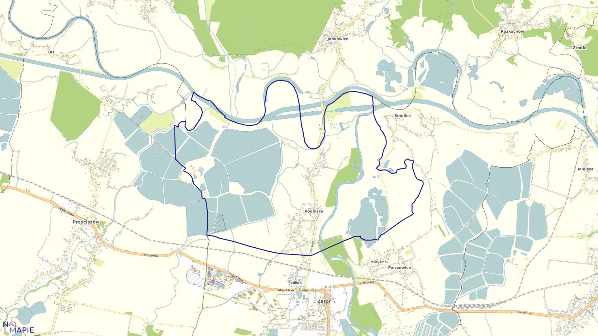 Mapa obrębu Podolsze w gminie Zator