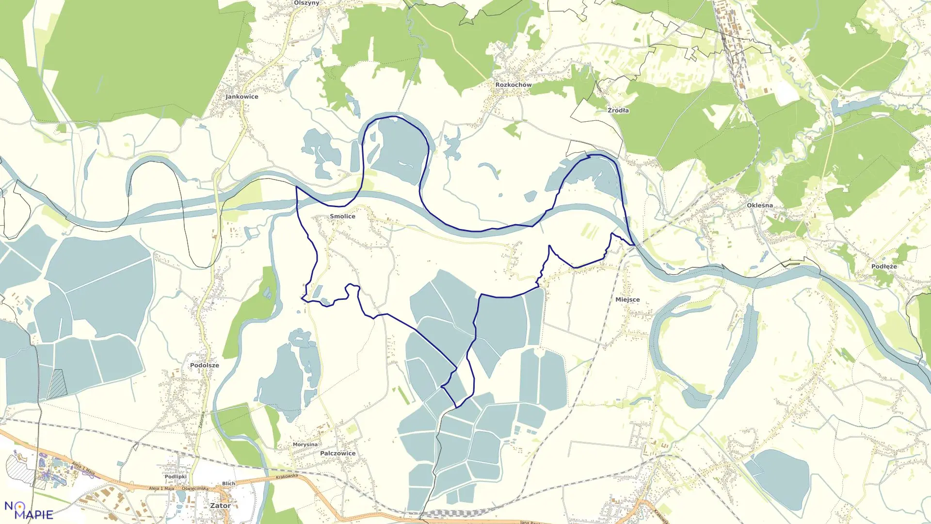 Mapa obrębu Smolice w gminie Zator